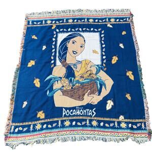 Disney Pocahontas Jacquard Throw Blanket Beacon 50x60 Vintage 90s